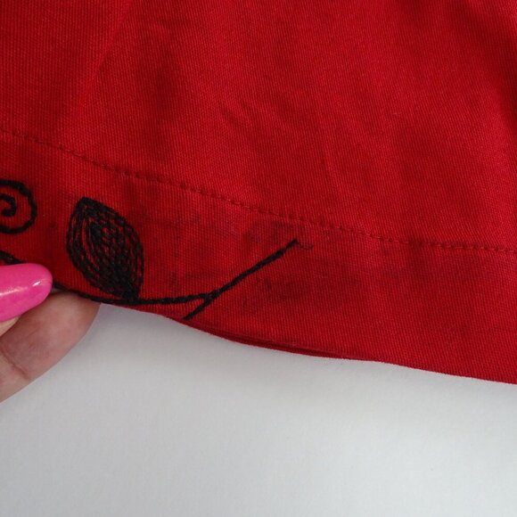 Vintage Erin London Red Embroidered Button Up Jacket Stretch Women Size S FLAW - Picture 11 of 11